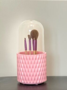 360° Rotating Makeup Brush Holder Organizer w/ Lid + NEW Brushes